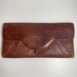 Lucky Brand Leather Peace Sign Floral Print Wallet